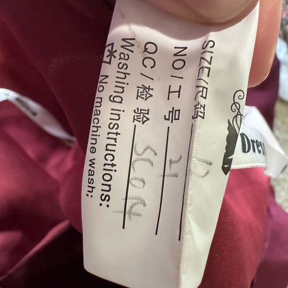 VNAIX Burgundy Full Length Bridesmaid Ruffle Dress Thin Straps and Corset Back - Picture 6 of 10